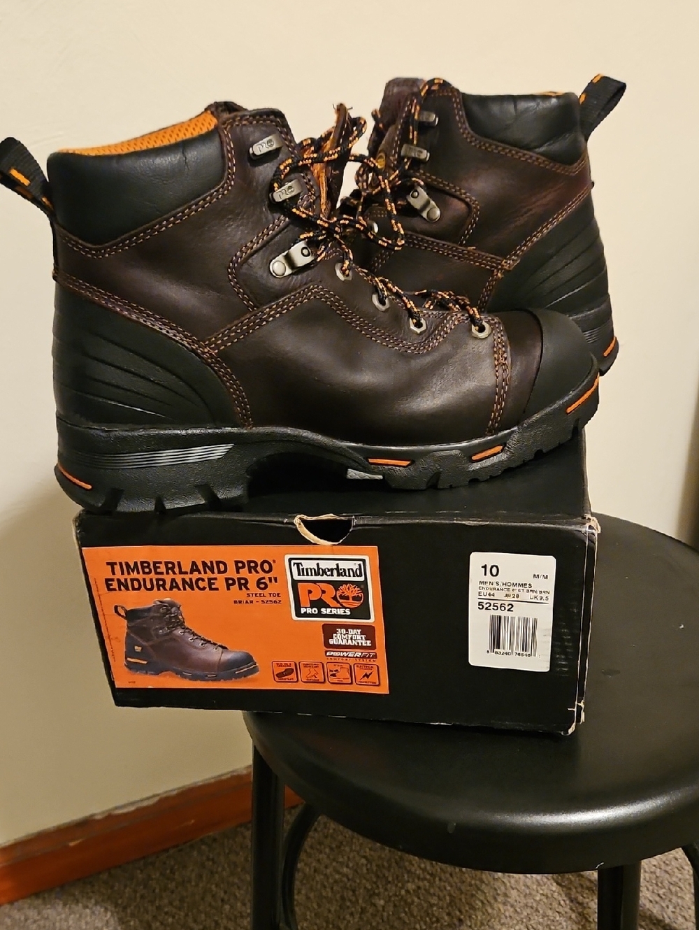 Timberland PRO Brown Work Boots with Orange Accents